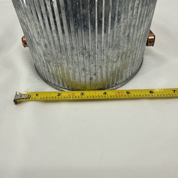 Farmhouse Rustic  Multi Functional Galvanized Tin And Cooper Bucket 6.75"x 6" - Picture 4 of 5